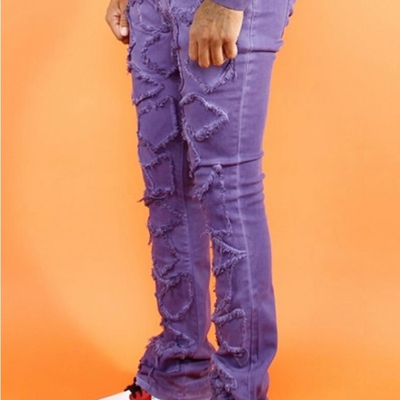 Sz Various 508 Maze Stack Jeans Purple - Picture 2 of 3